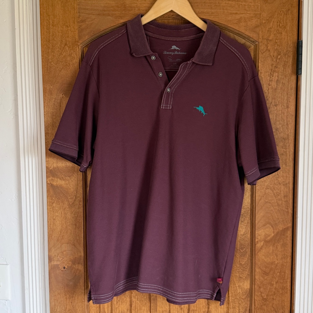Tommy Bahama Burgundy Polo Shirt For Men